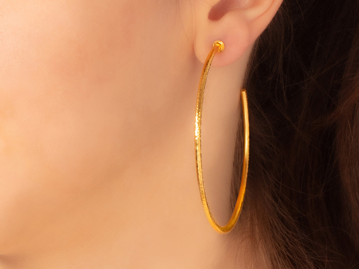 Gold Plated Floral Design American Diamond Stone Hoop Earring